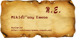 Miklóssy Emese névjegykártya